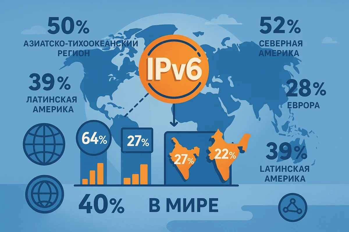 уровень внедрения IPv6